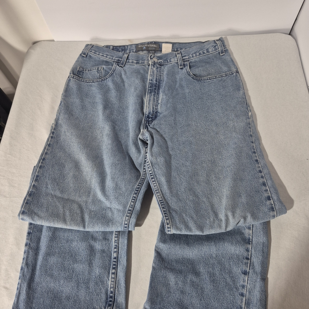 VINTAGE SILVER TAB Levis 36*34 Light Wash Baggy Fit Y2k Streetwear Jeans